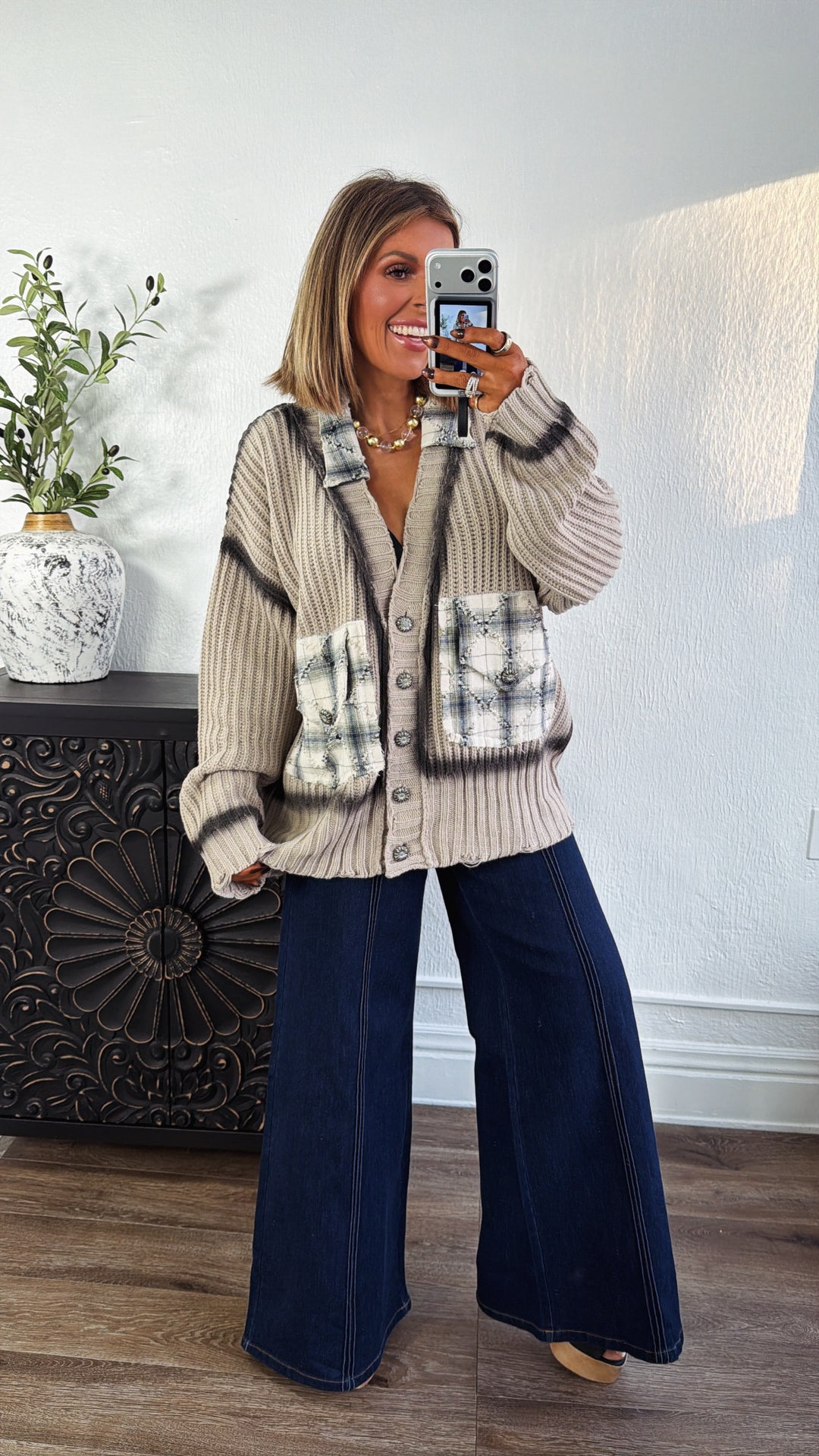 Wool & Woods Knit Cardigan, Taupe