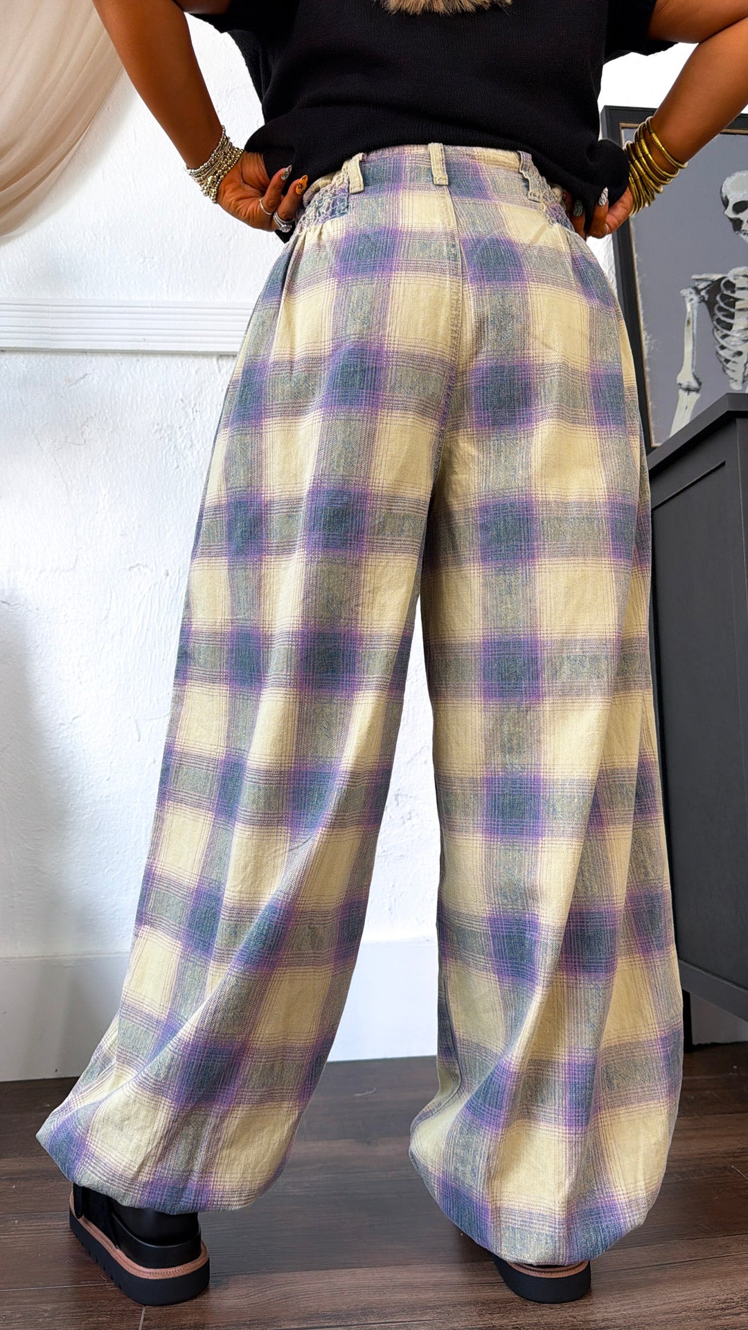 Open Air Plaid Pants, Sage Multi