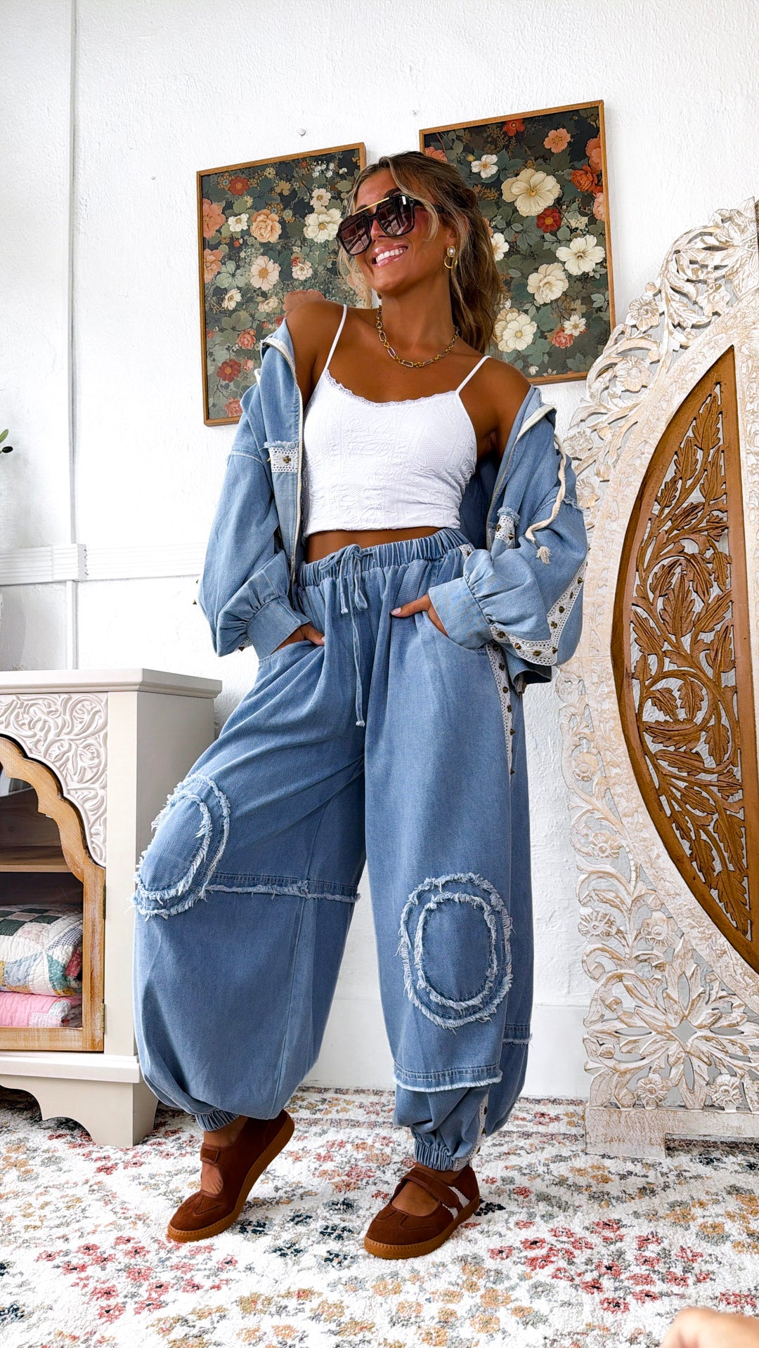 POL: Studded Jogger, Denim