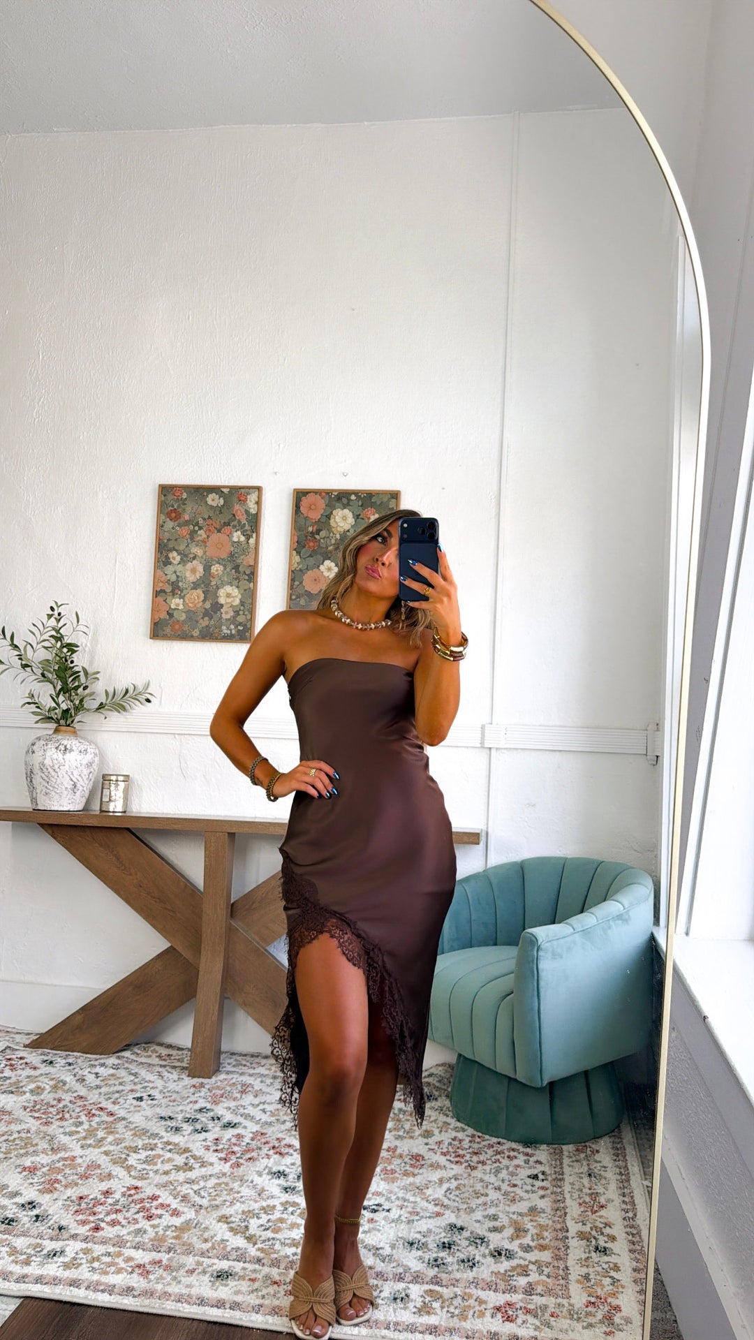 Charlotte Jean Strapless Dress, DK. Chocolate