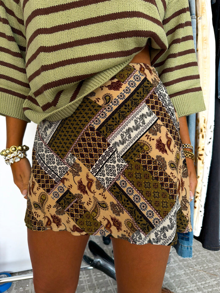 Deeply Rooted Patterned Skirt, Taupe