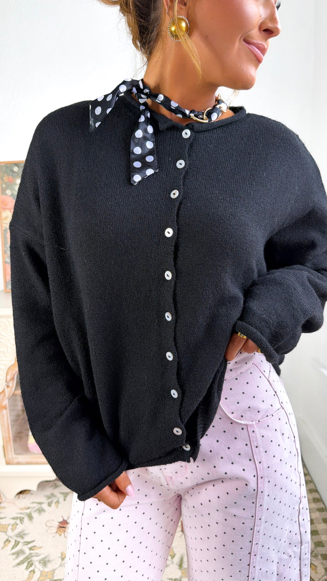 Penelope Knit Cardigan, Black