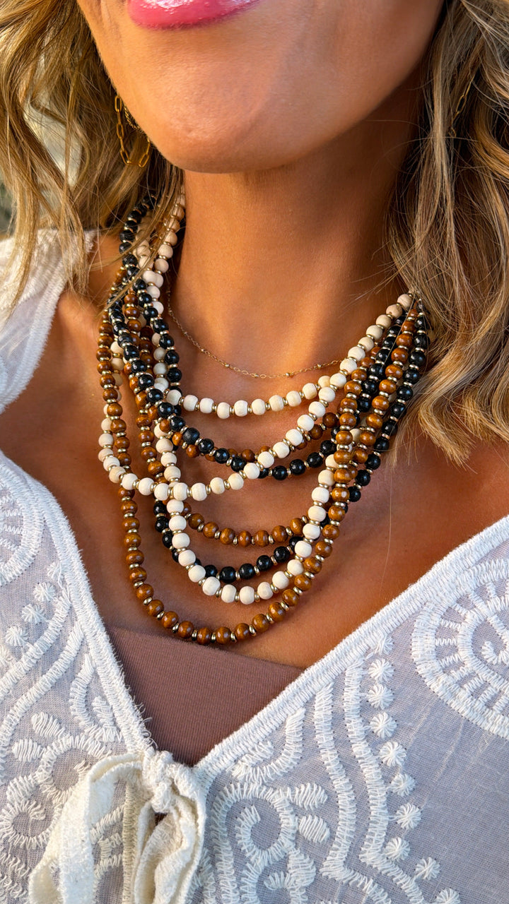 Beaded Layers Necklace, Mutli