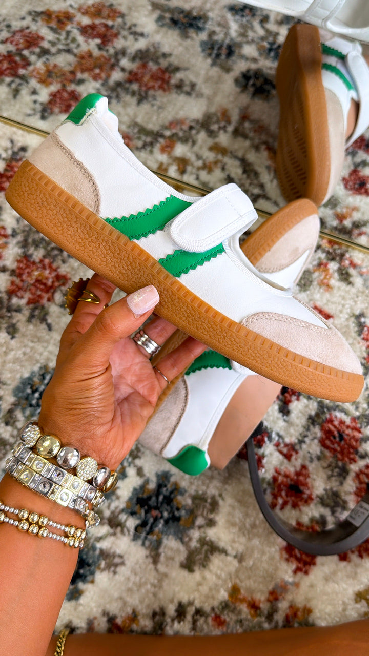 My Mary Jane Sneaker, White/Green