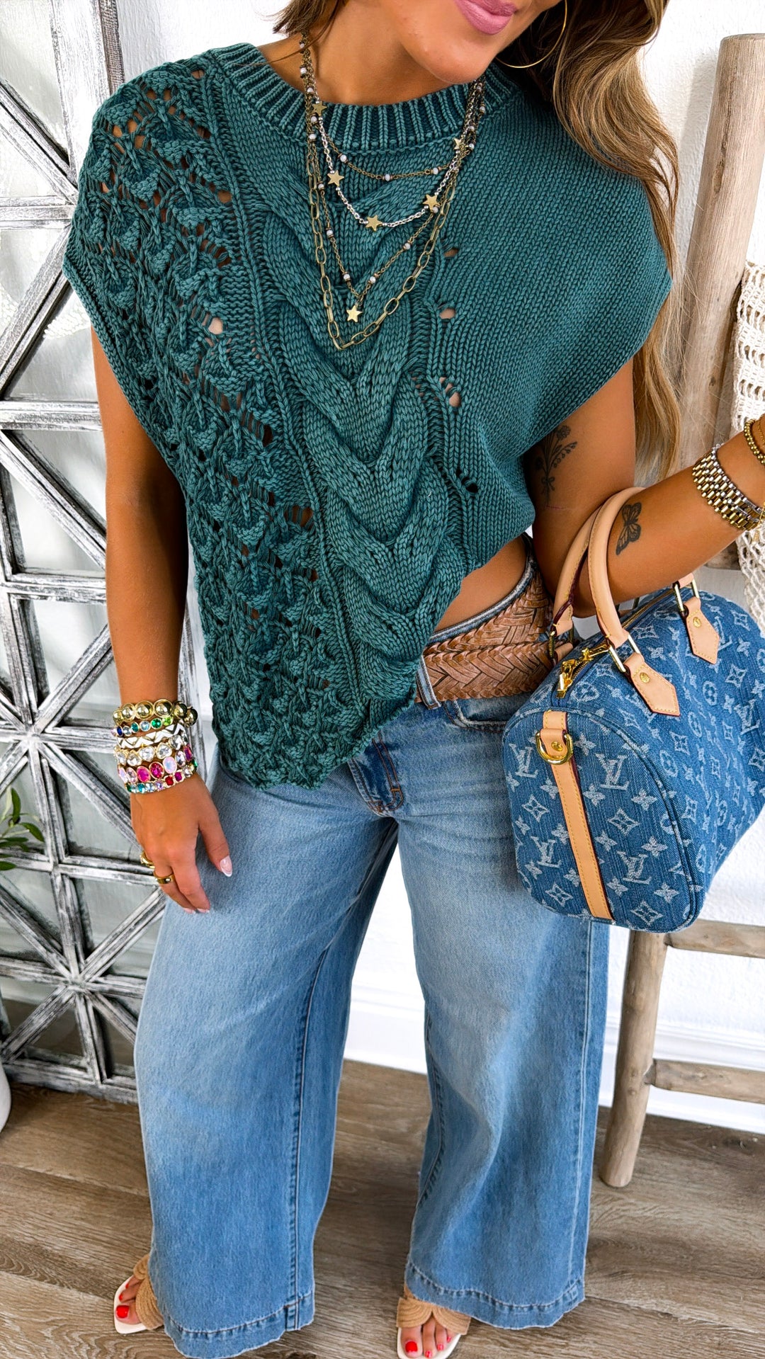 Wild Heart Sweater Tank, Teal Green