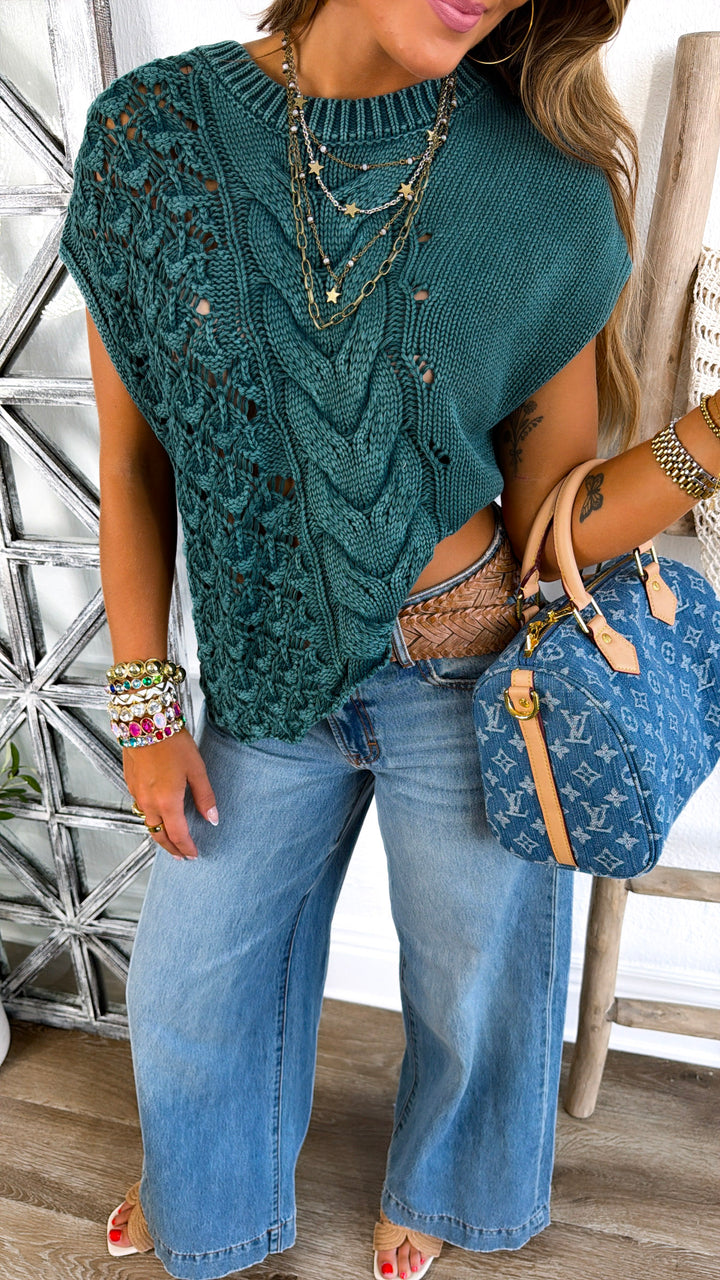 Wild Heart Sweater Tank, Teal Green