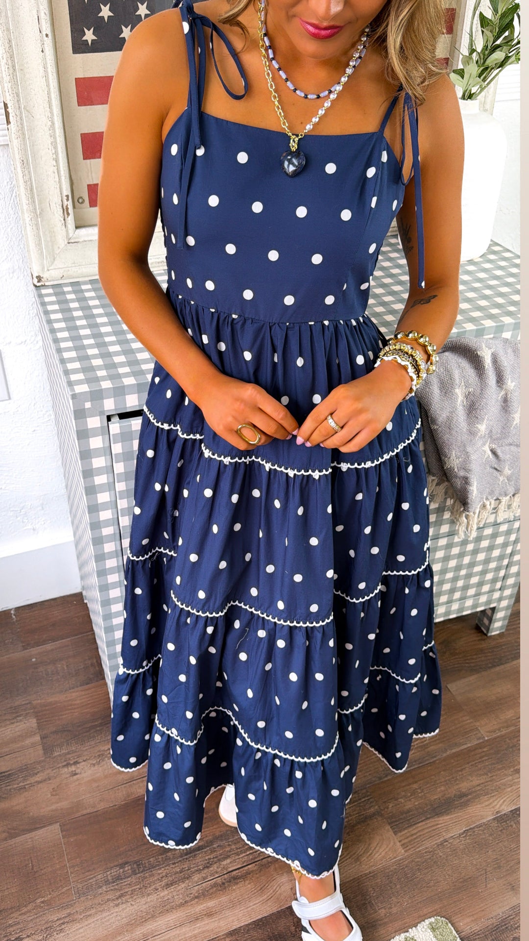 Mediterranean Midnight Polka Dot Dress, Navy – Everyday Chic Boutique