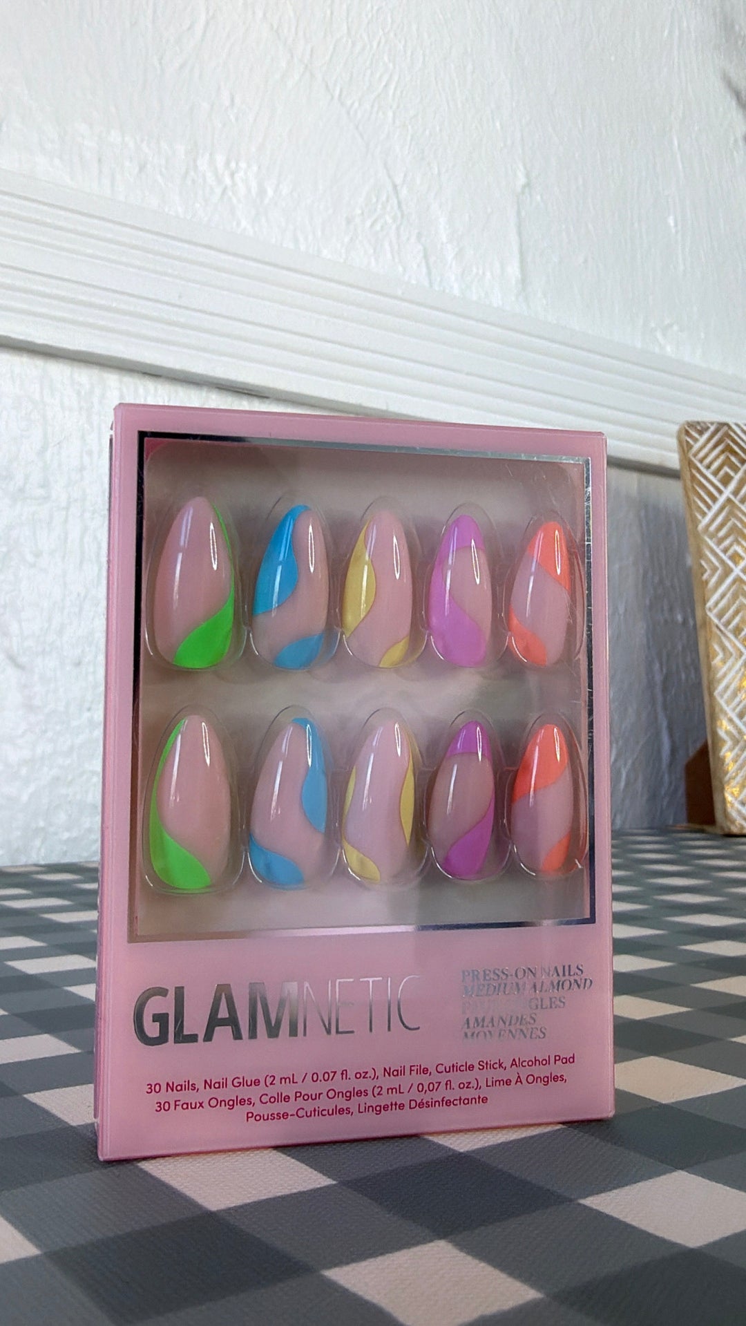 Rainbow Puff Press-On Nails |Medium Almond Multicolor Summer