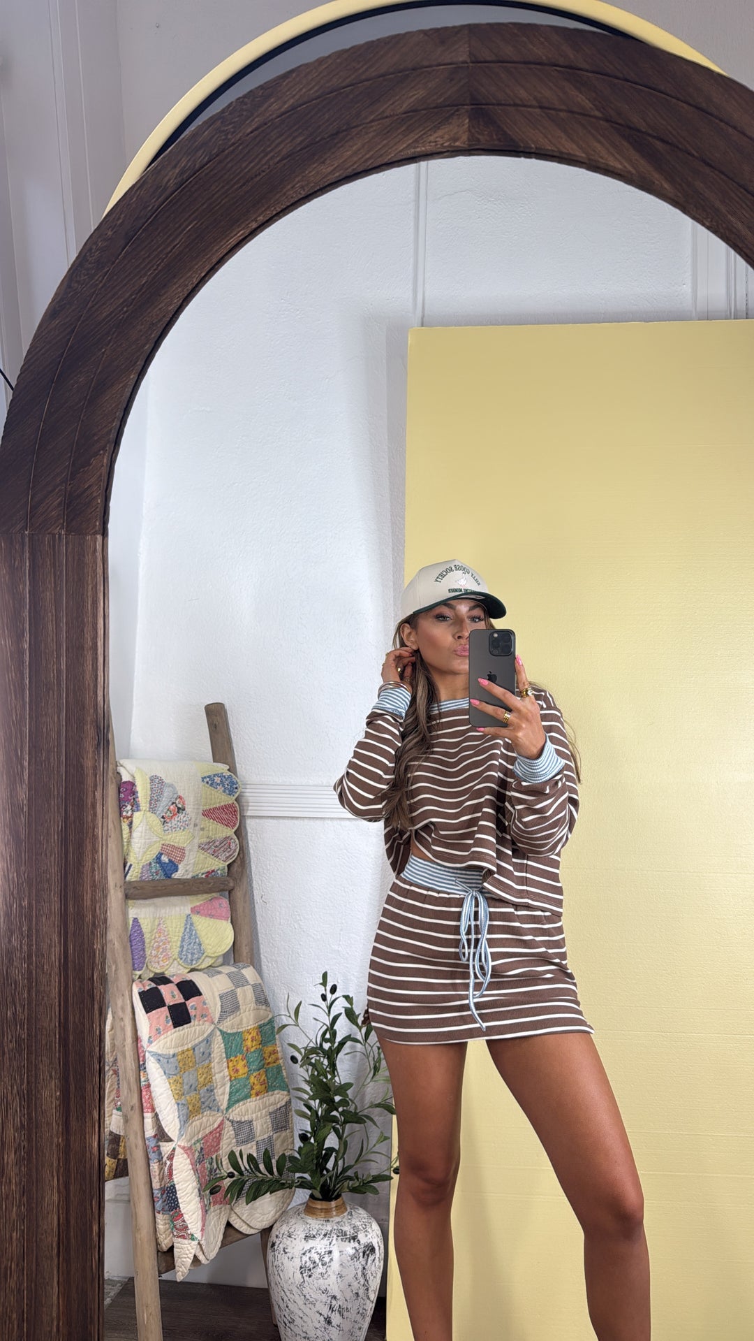 The Stripe Edit Two Piece Set, Mocha