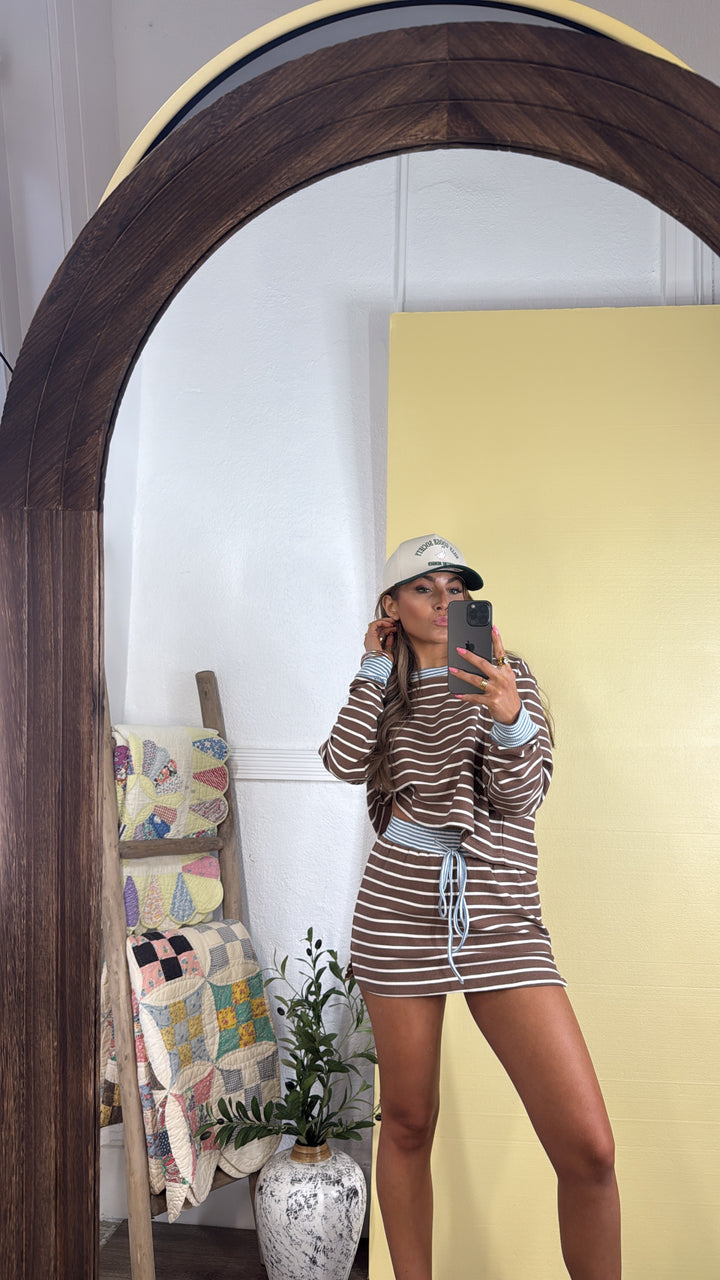 The Stripe Edit Two Piece Set, Mocha