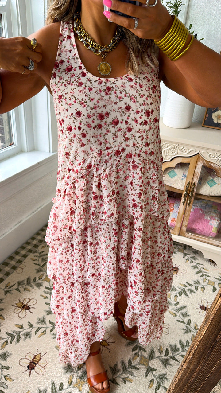 Honeylace Midi Dress, Blush Multi