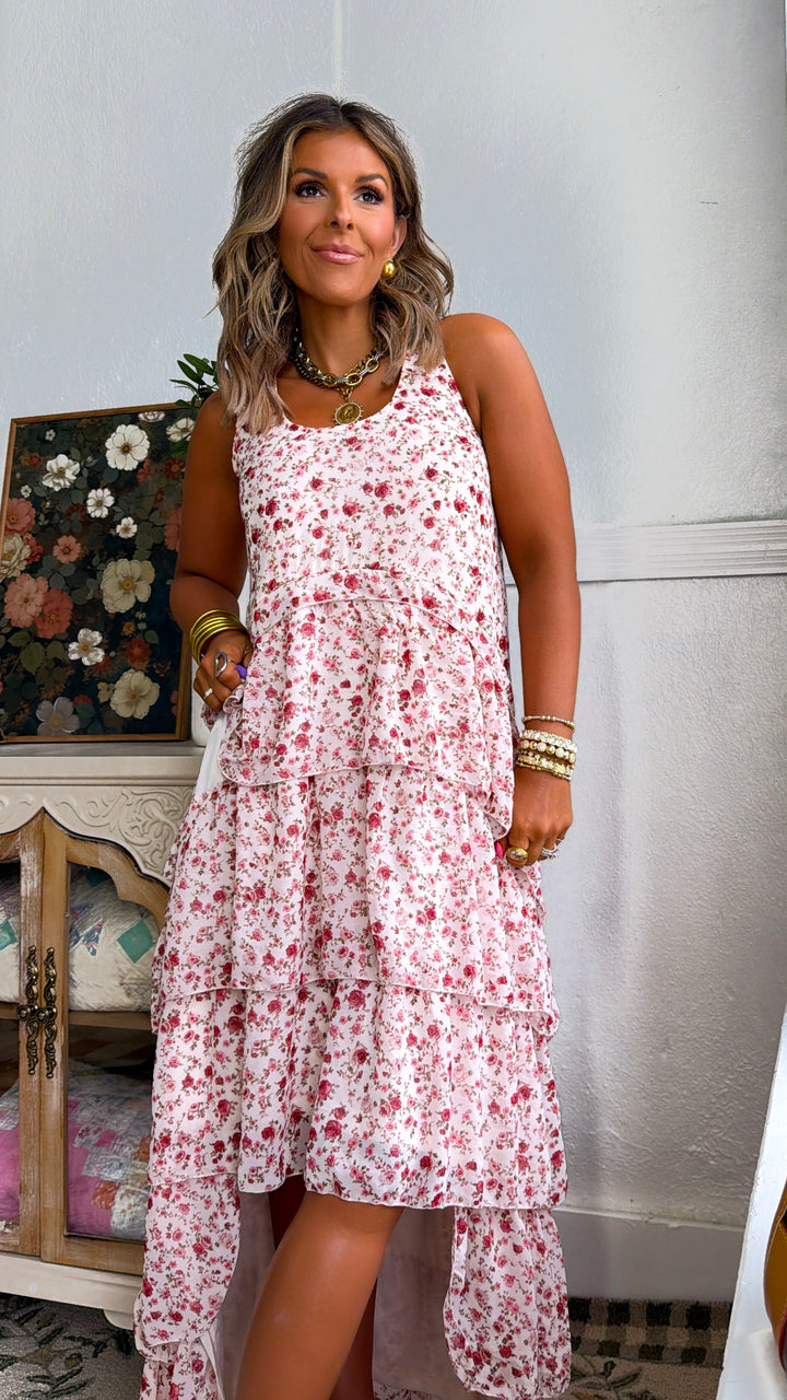Honeylace Midi Dress, Blush Multi