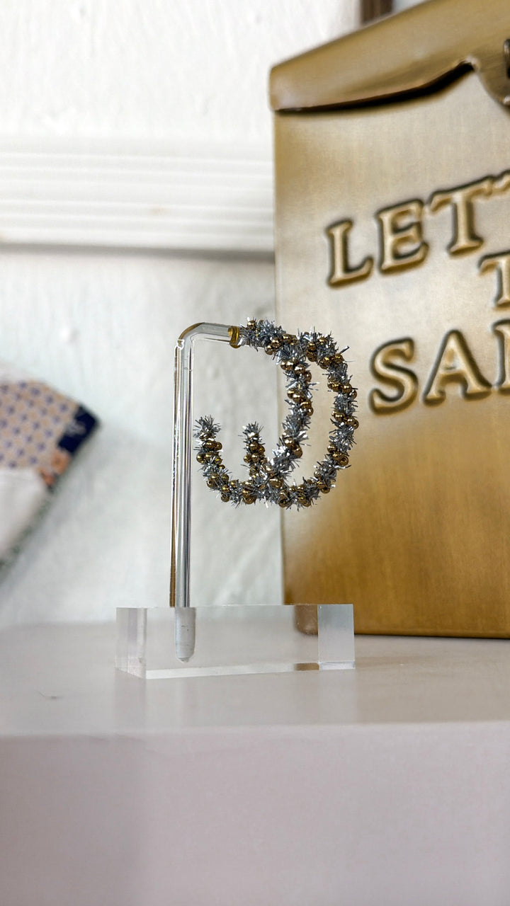 Holiday Tinsel Wrapped Hoop, Silver