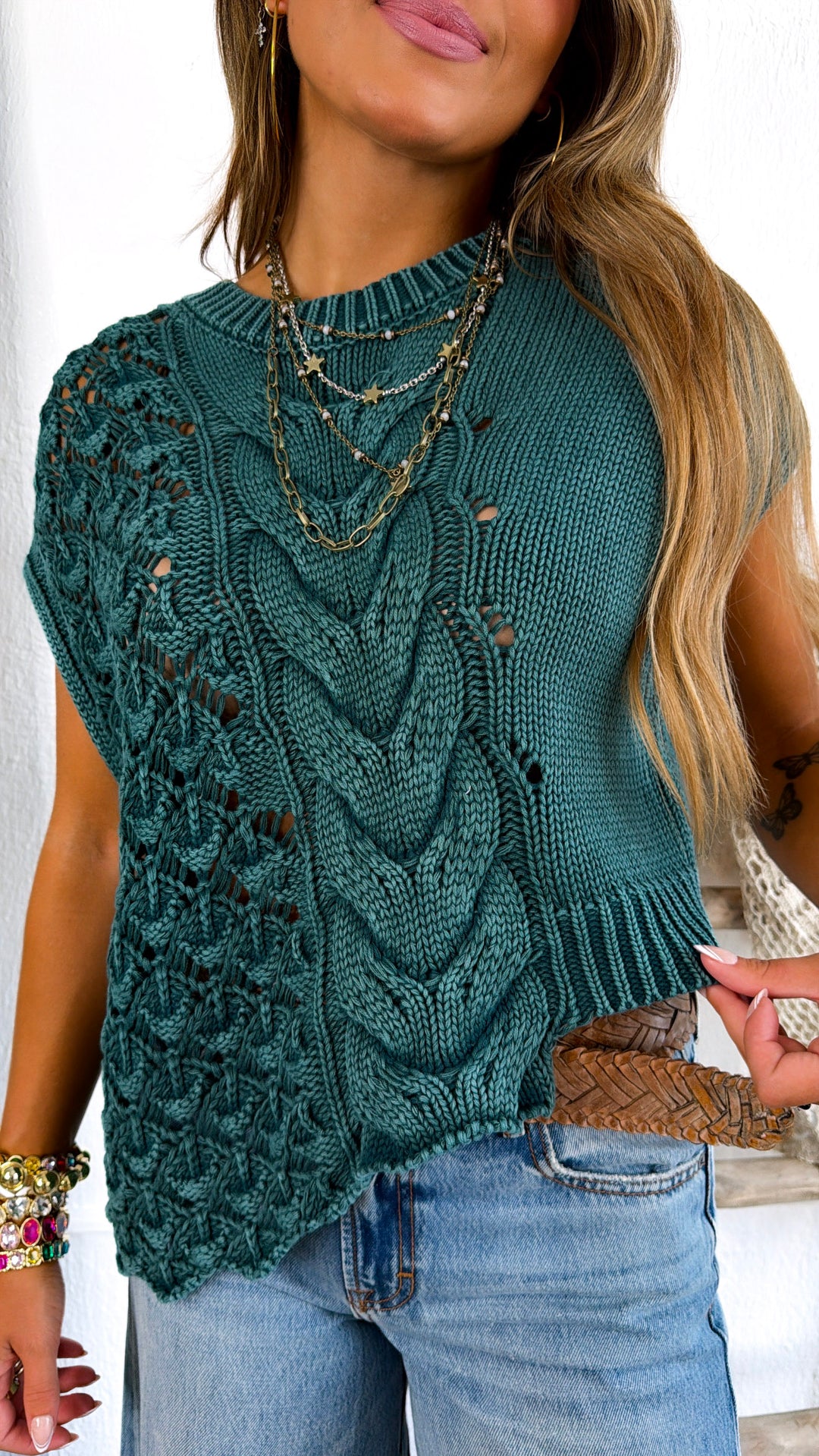 Wild Heart Sweater Tank, Teal Green