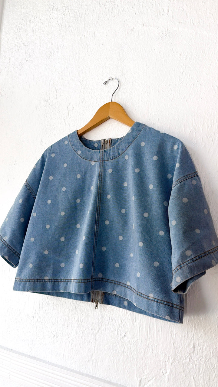 Polka Dot Girl Crop Top, Denim