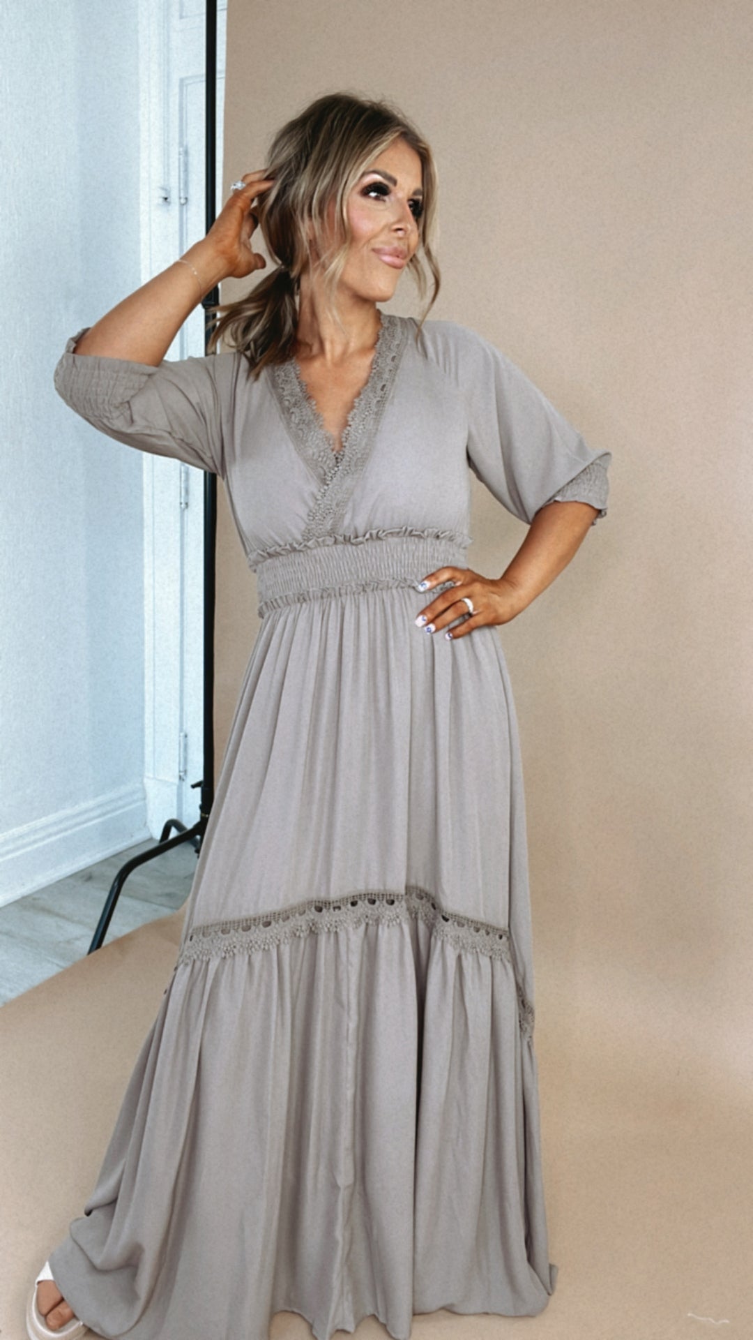 ECB Exclusive: Most Admired Maxi Dress , Taupe Small ECB Exclusive: Most Admired Maxi Dress , Taupe Small
