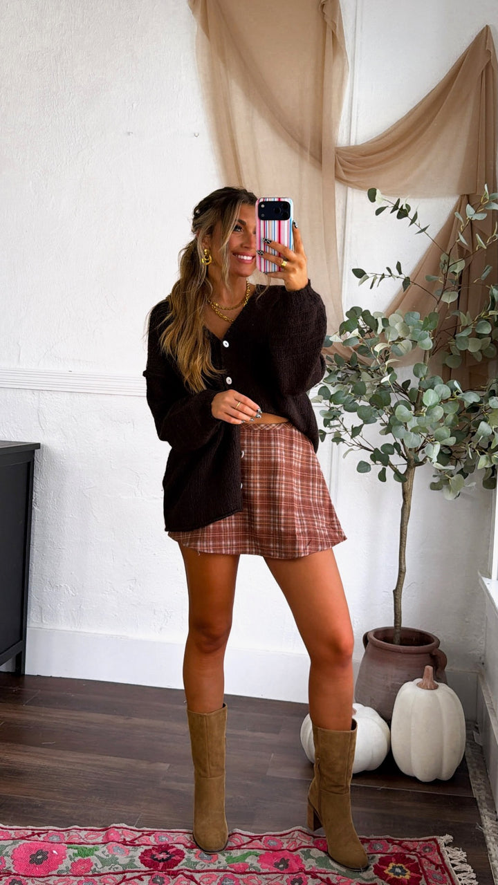 Oversized Knit Cardigan, Espresso