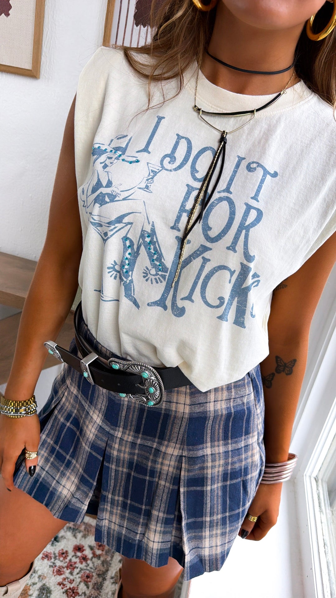 Plaidwood Skort, Midnight Navy