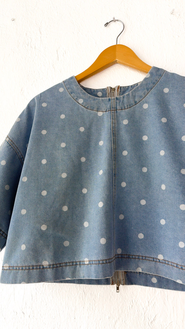 Polka Dot Girl Crop Top, Denim