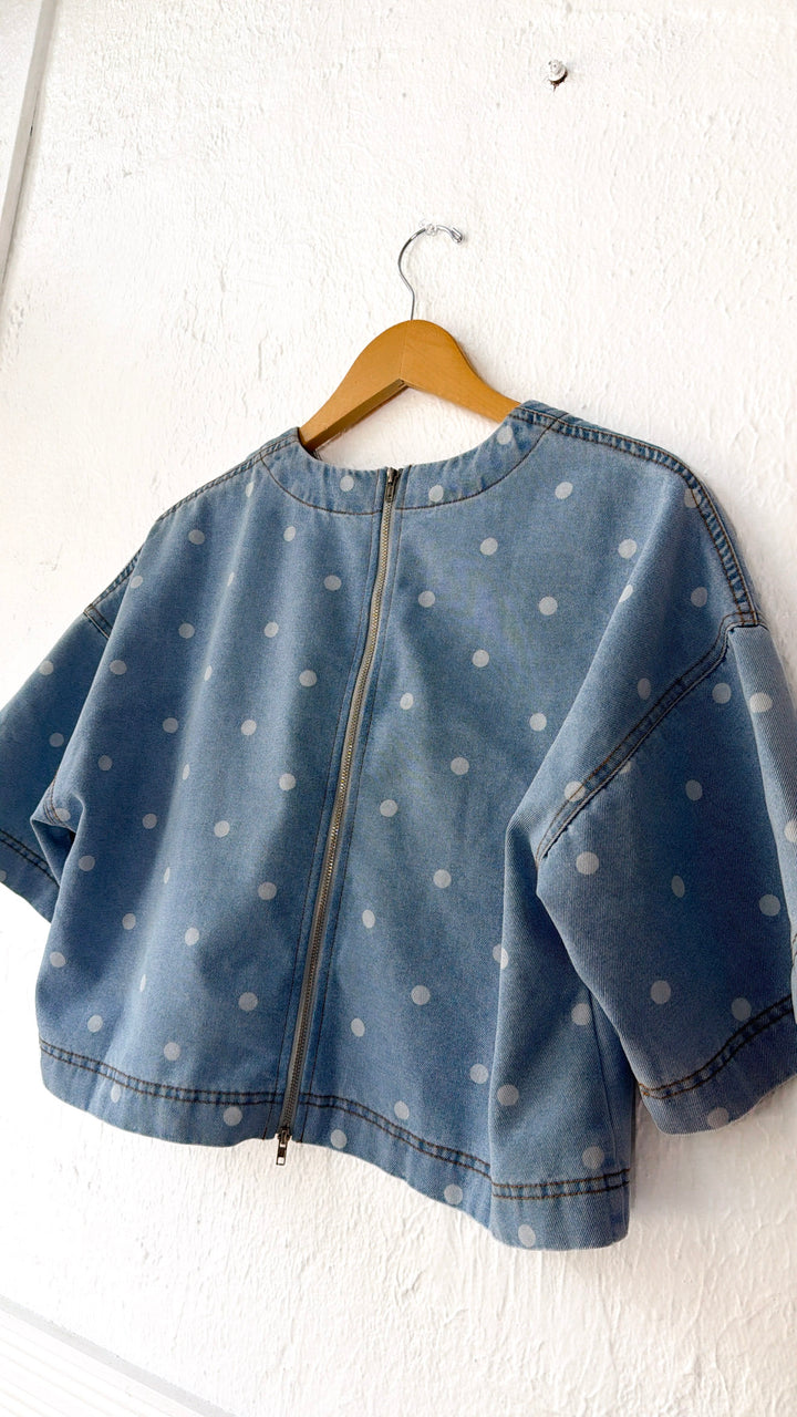 Polka Dot Girl Crop Top, Denim