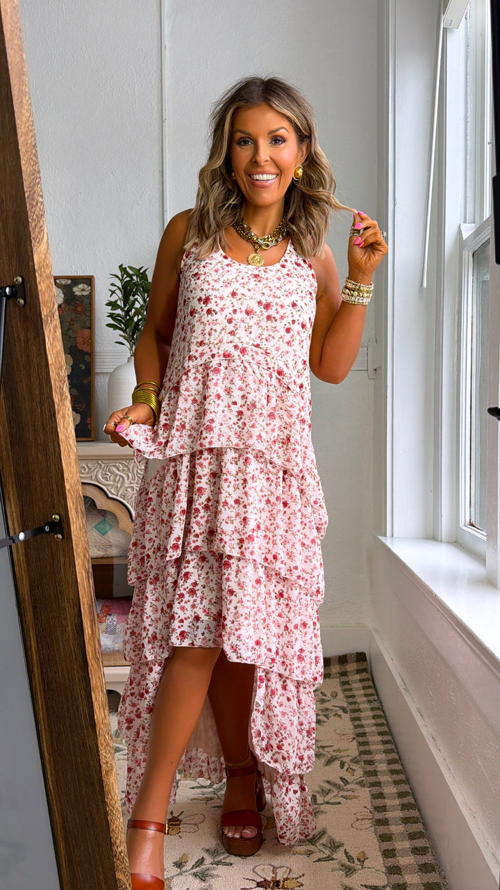 Honeylace Midi Dress, Blush Multi