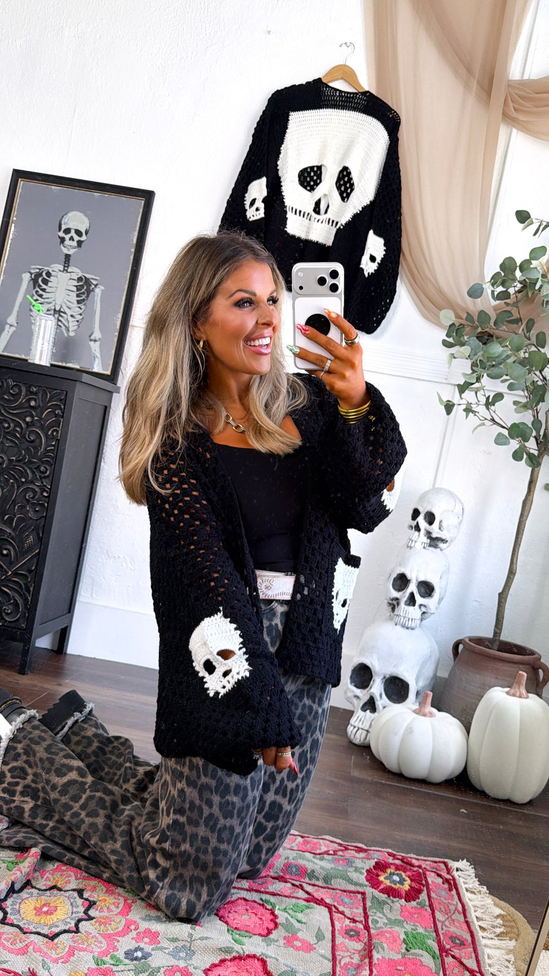 Dressed In Skulls Cardigan, Black