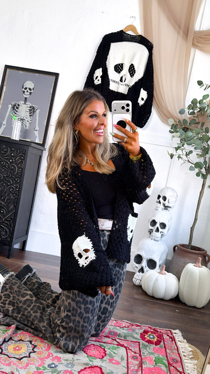Dressed In Skulls Cardigan, Black