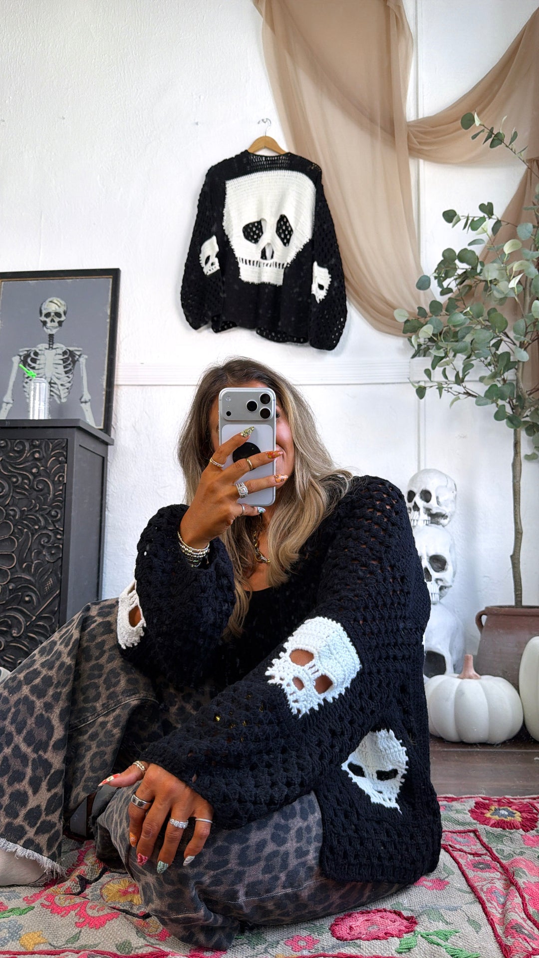 Dressed In Skulls Cardigan, Black