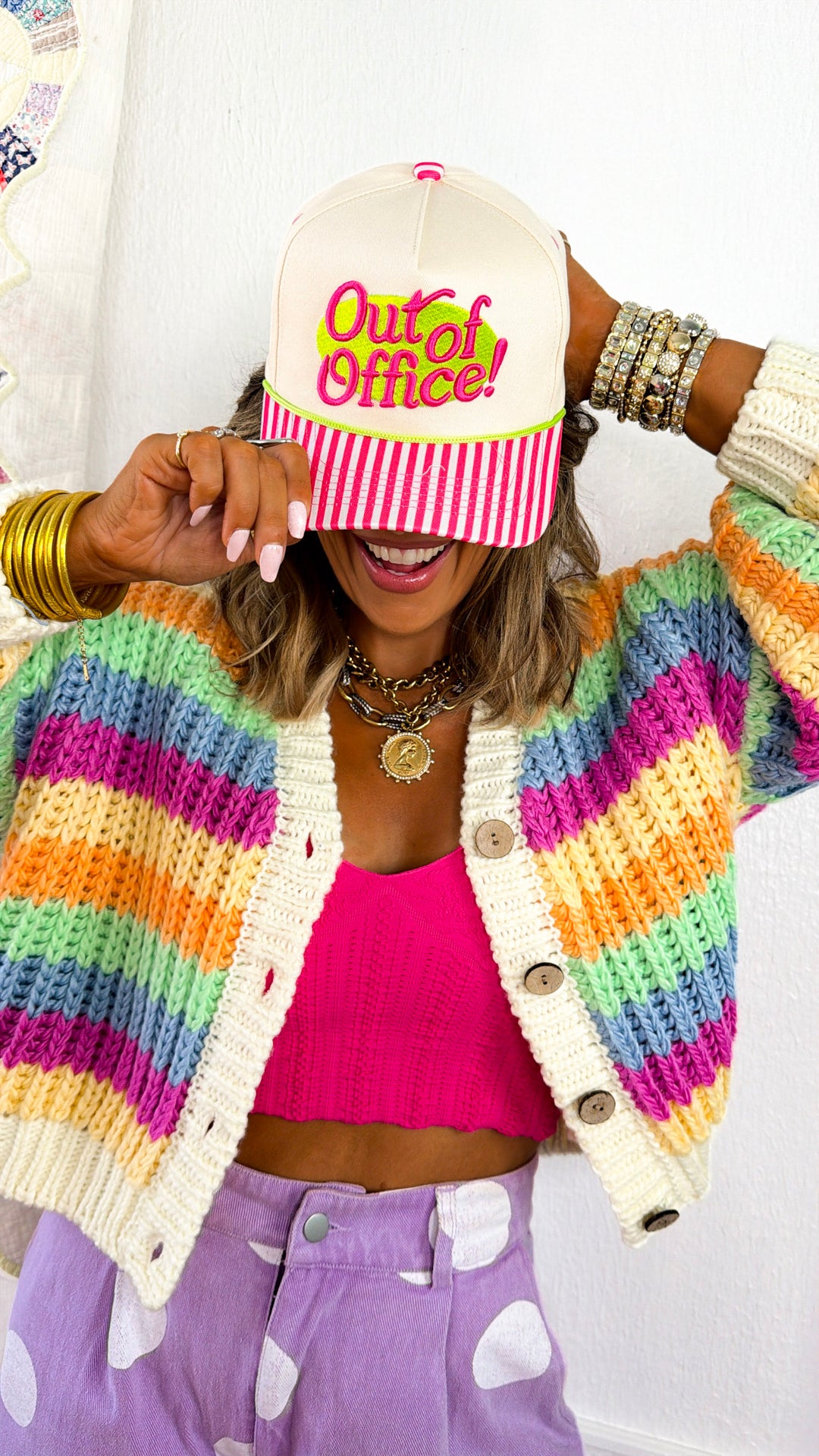 Light Wash Rainbow Knit Cardigan, Multi