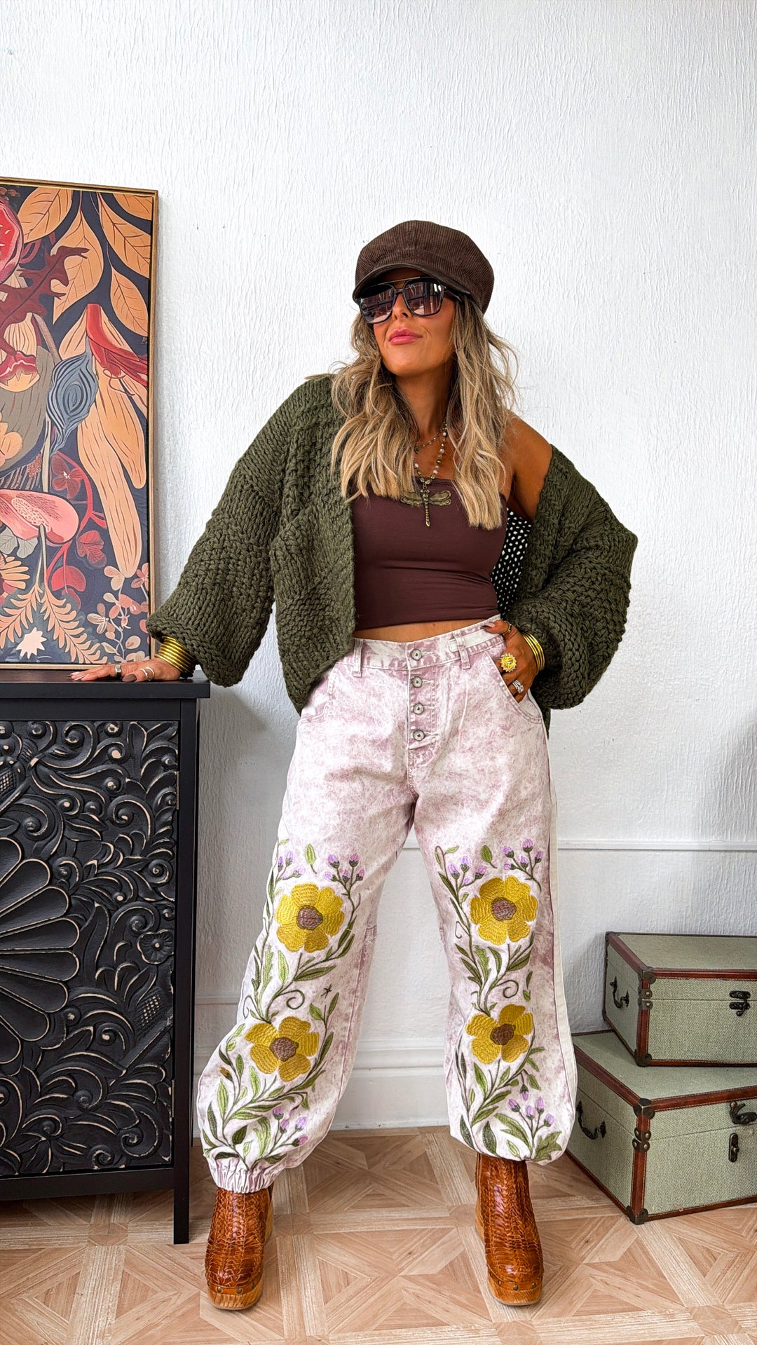 Marbled Sunflower Joggers, Mauve Marble