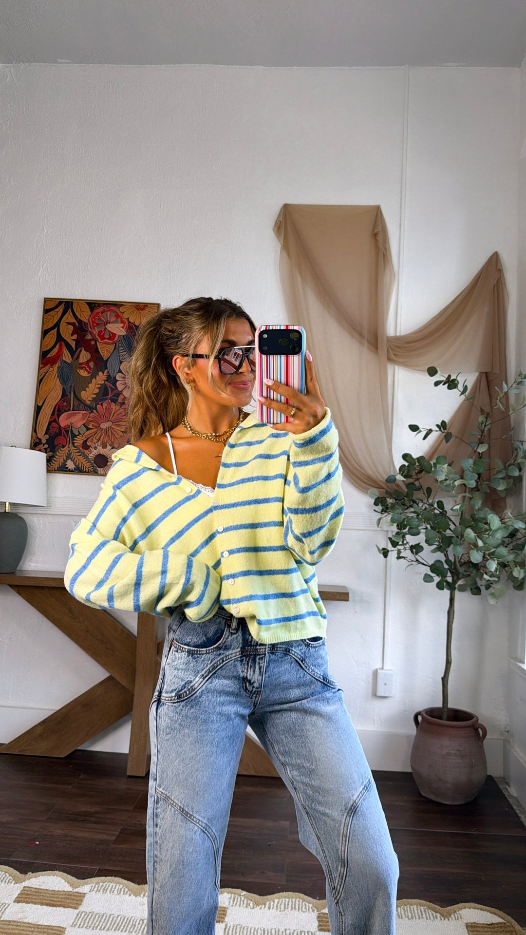 Piper Striped Cardigan, Lt.Yellow