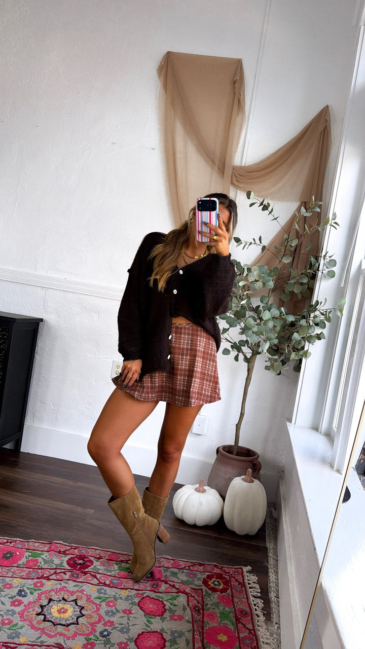 Oversized Knit Cardigan, Espresso
