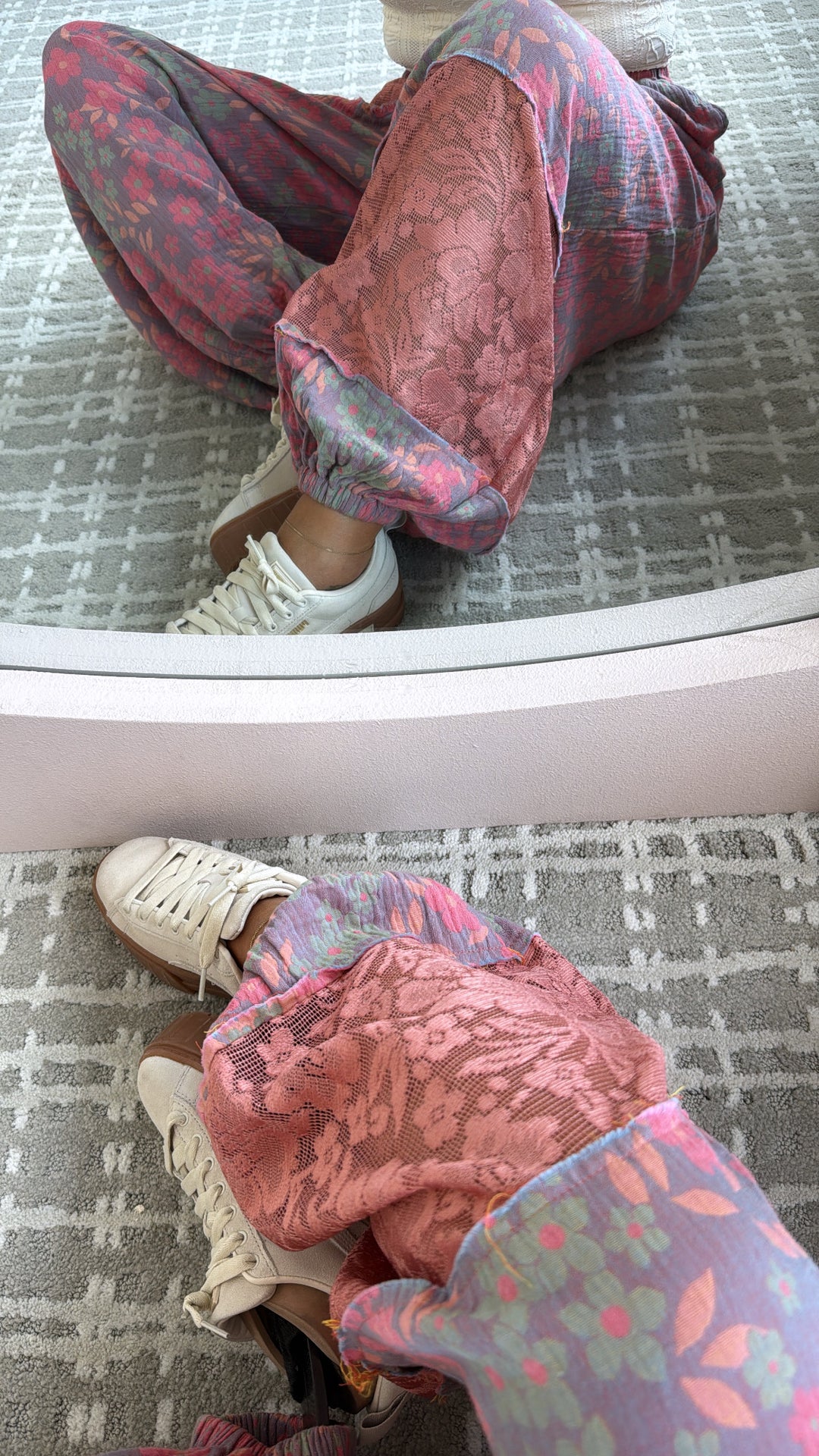 New Wave Floral Boho Jogger, Lavender/Coral