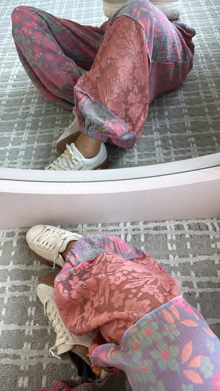 New Wave Floral Boho Jogger, Lavender/Coral