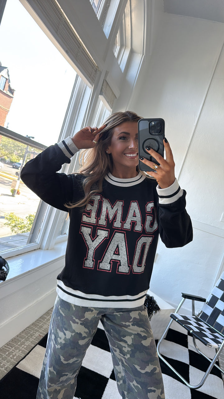 Vintage Gameday Pullover Sweatshirt, Black