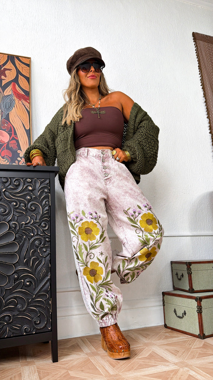 Marbled Sunflower Joggers, Mauve Marble