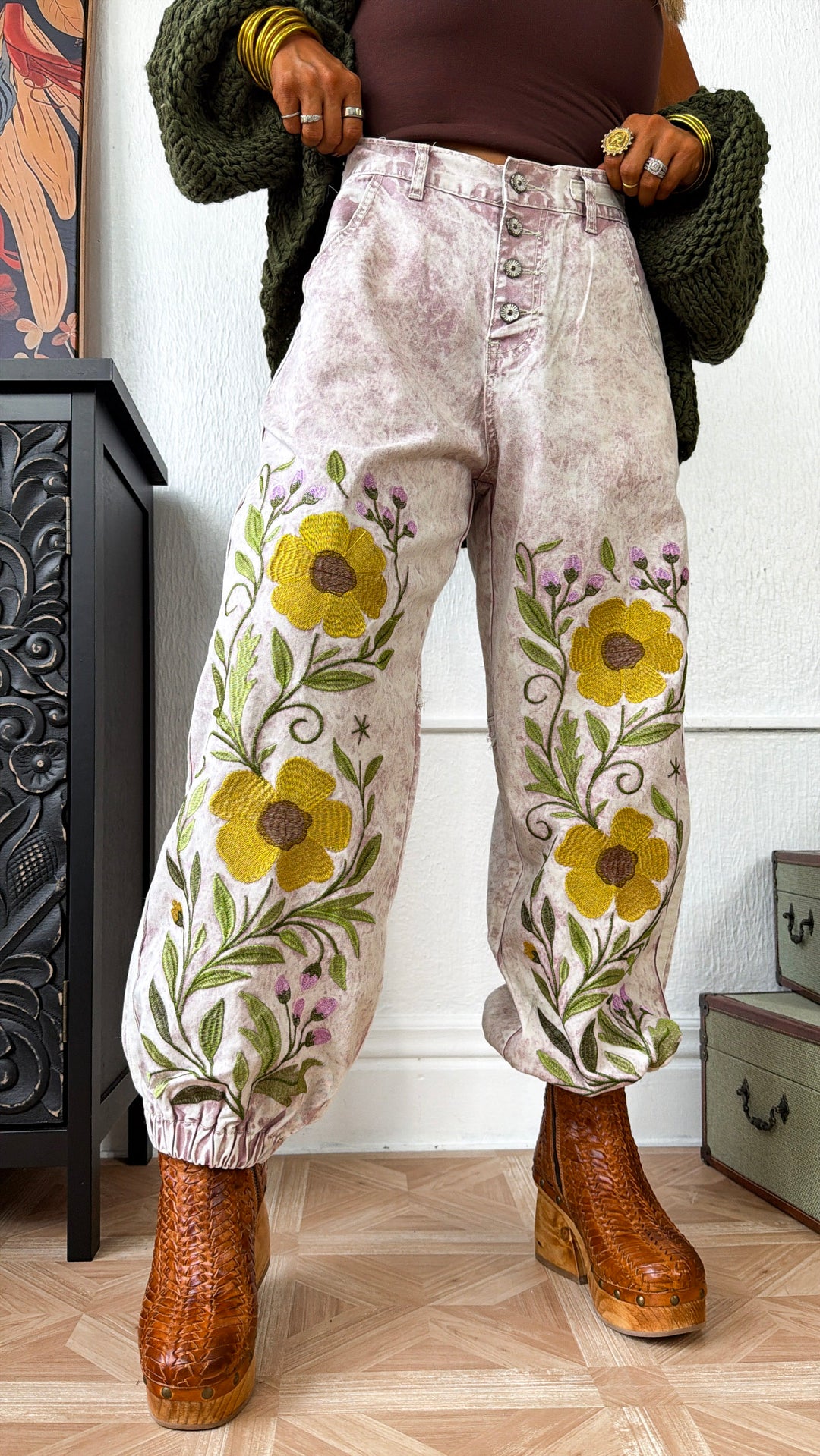 Marbled Sunflower Joggers, Mauve Marble