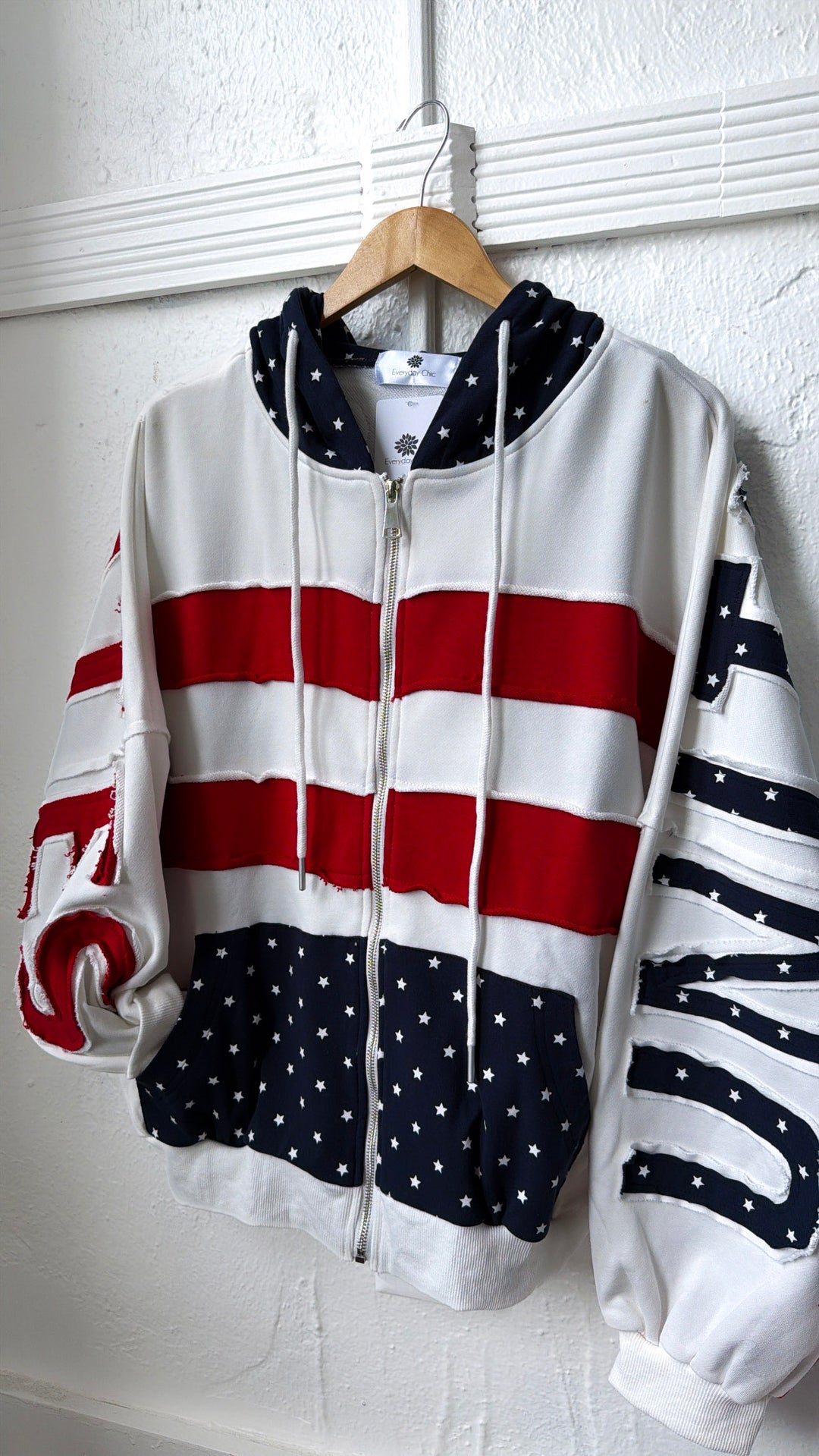 USA Patchwork Crewneck, Off White