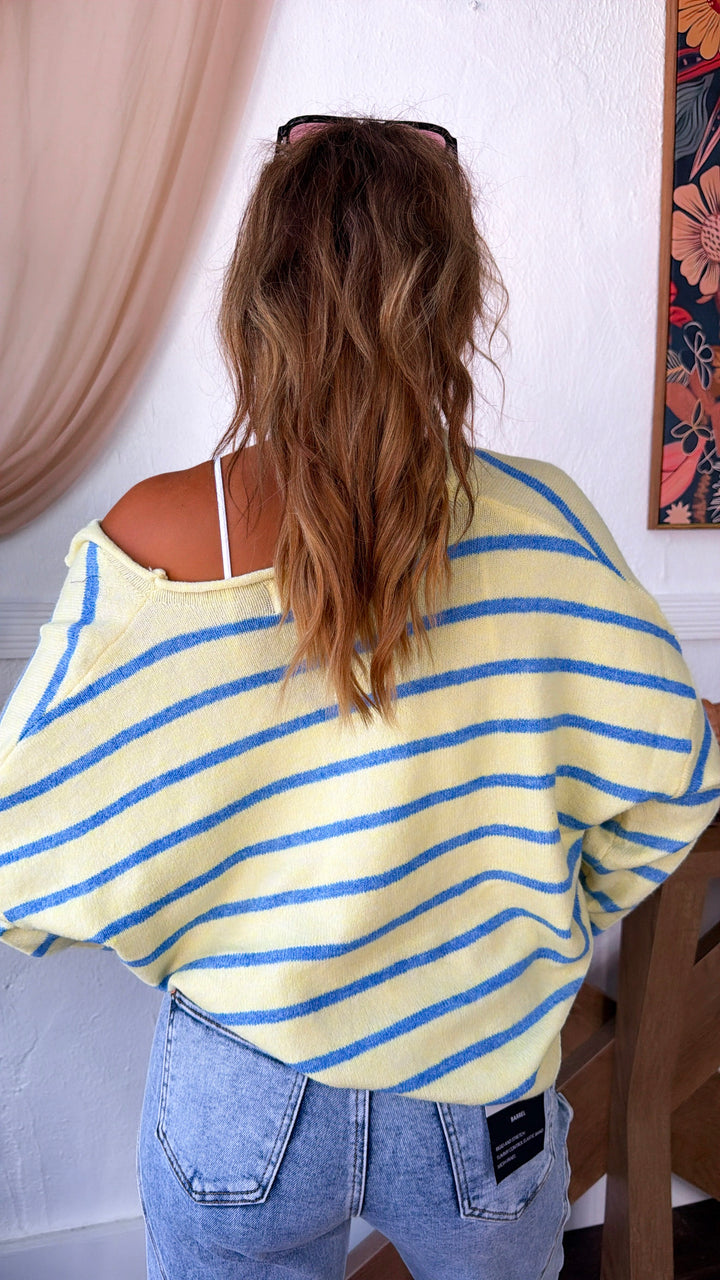 Piper Striped Cardigan, Lt.Yellow