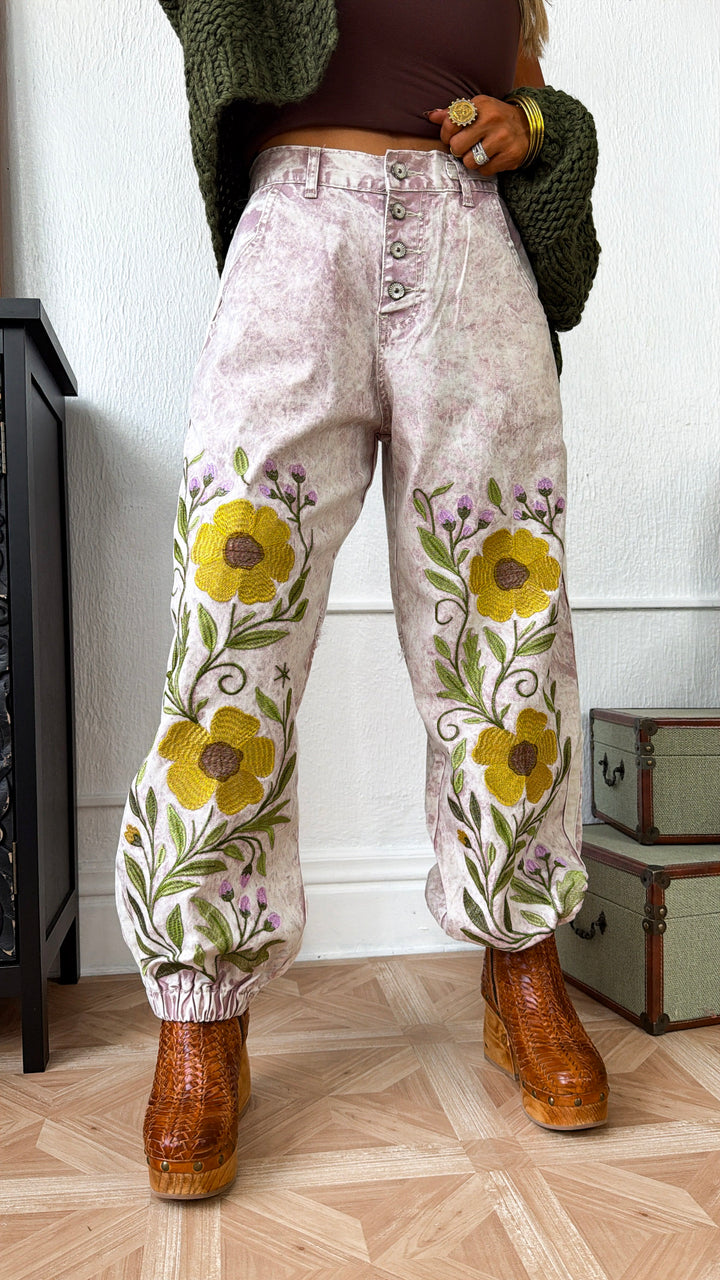 Marbled Sunflower Joggers, Mauve Marble
