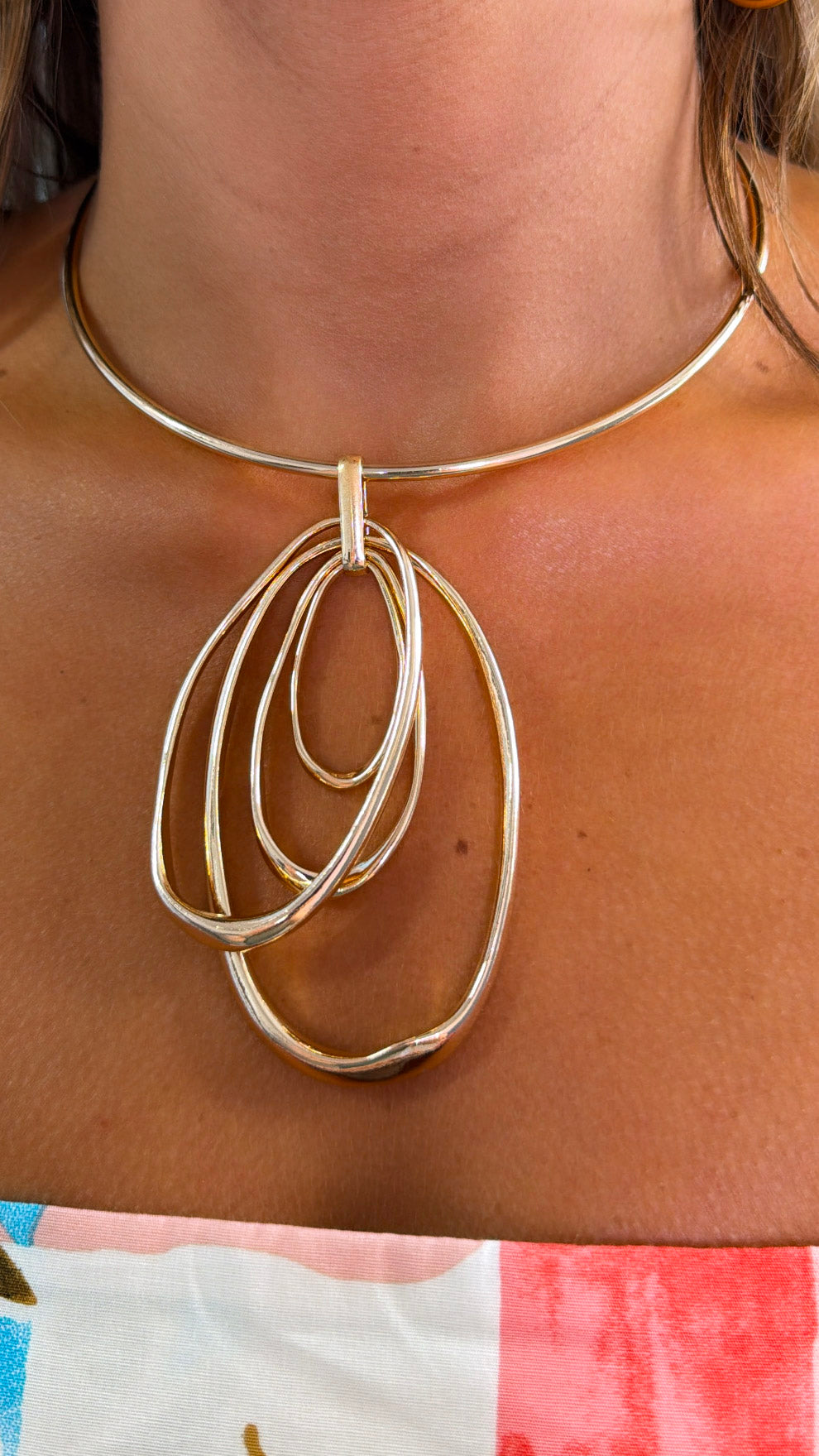 Multi Hoop Choker Necklace, Gold