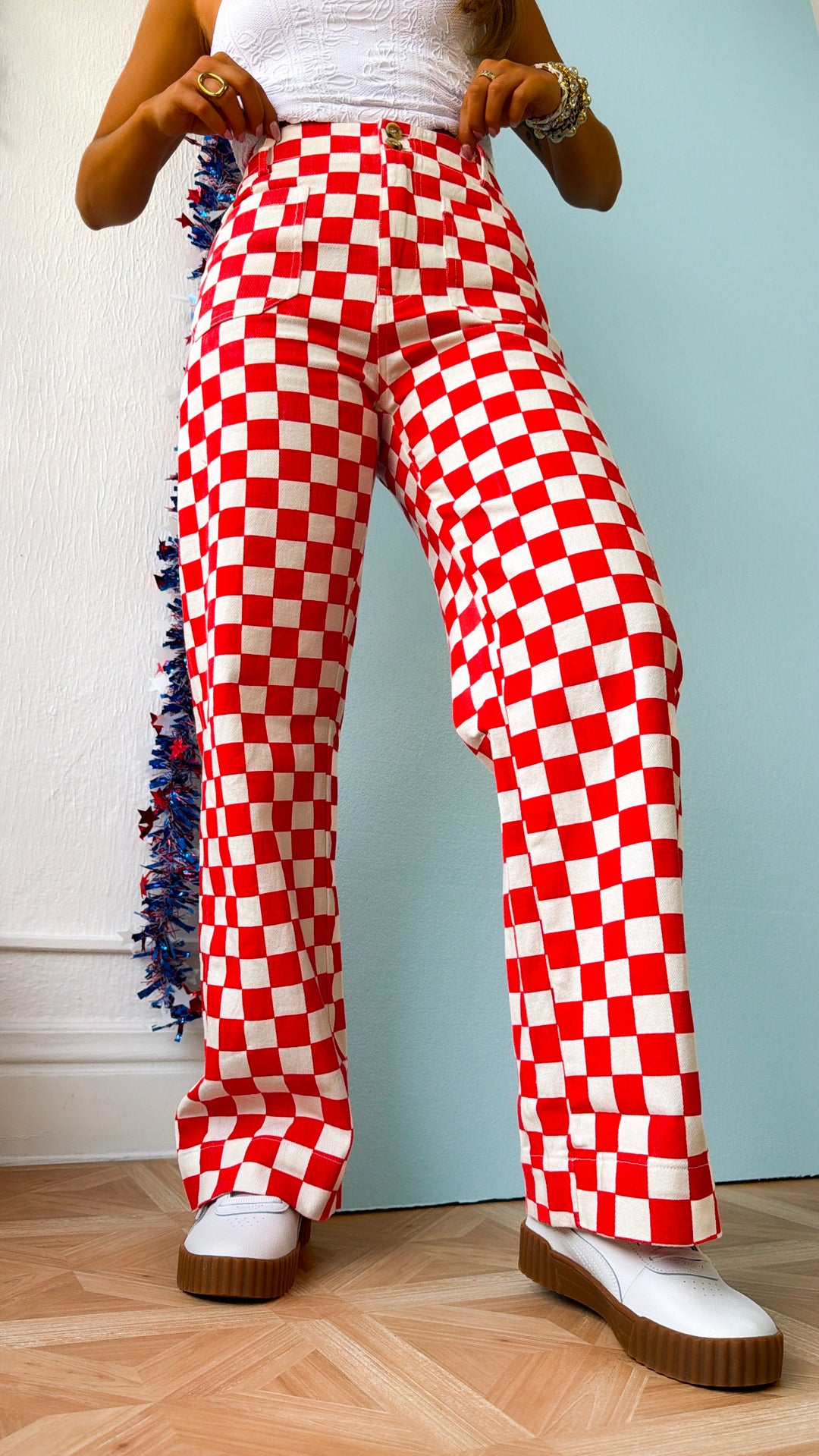 Finish Line Checkered Pant, Red