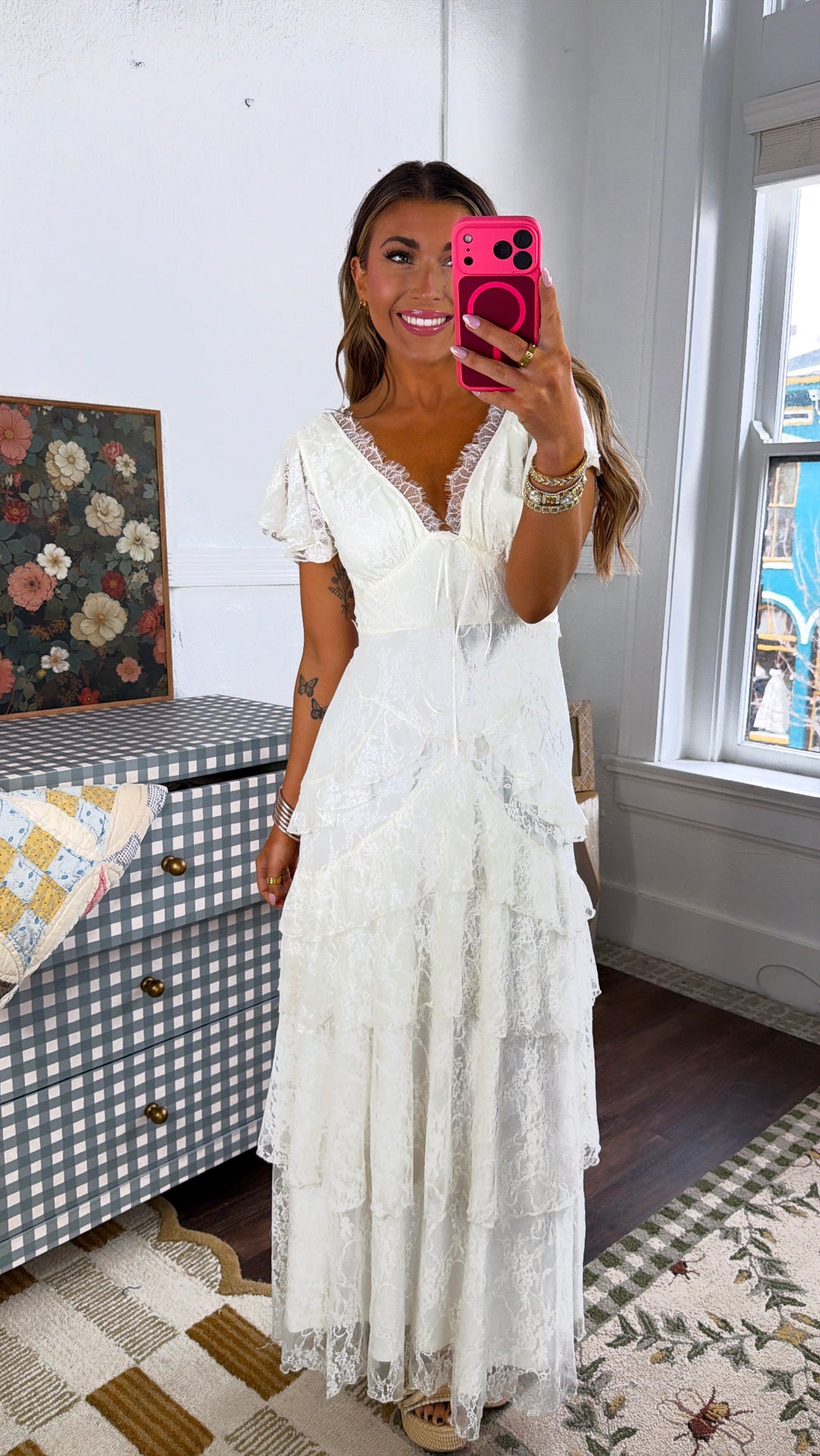 Soft Cloud Ruffle Dress, Ivory