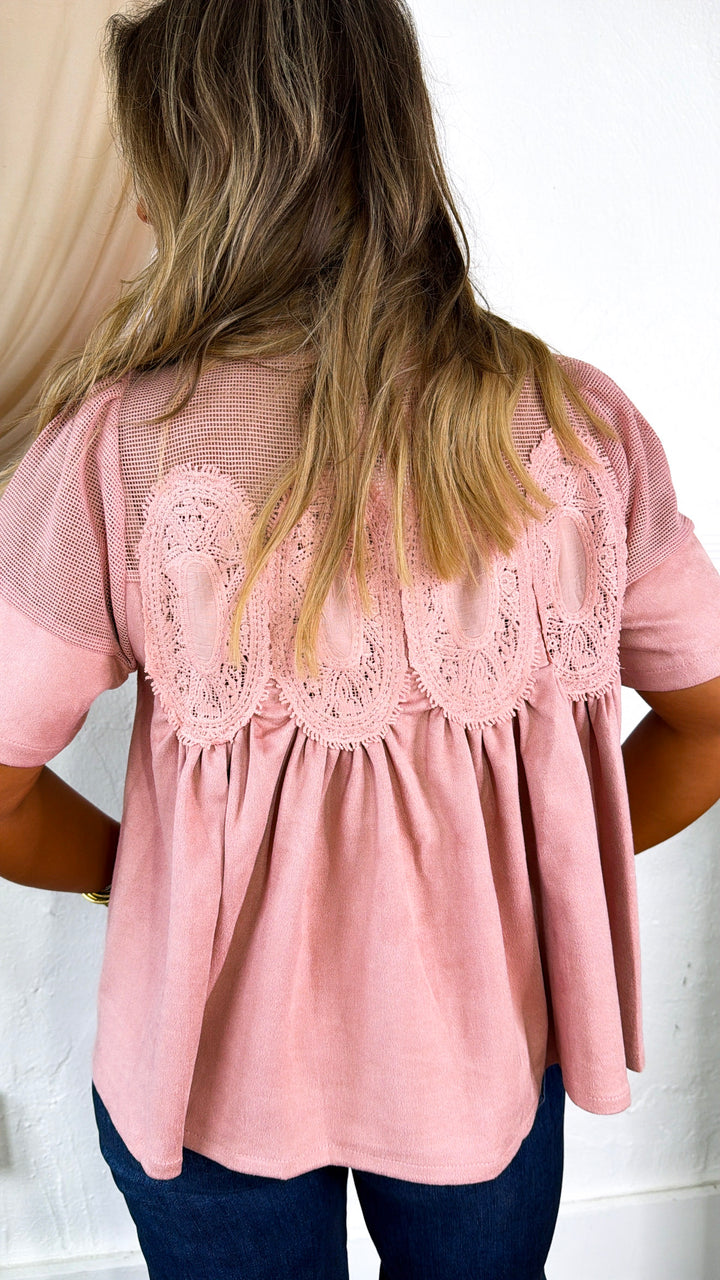 Suede Detailed Blouse, Blush
