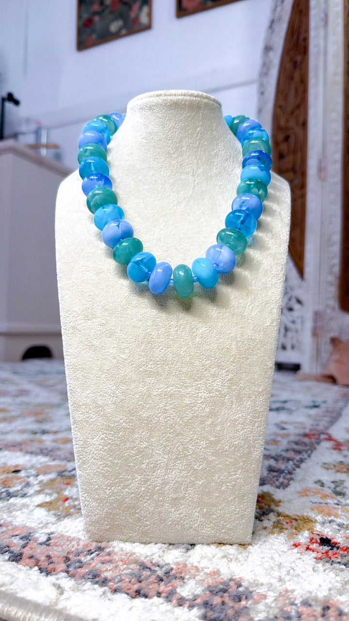 Sugar Beads Multi Necklace, Blue