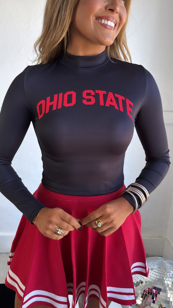 Ohio Game Day Cropped Long Sleeve Top, Black