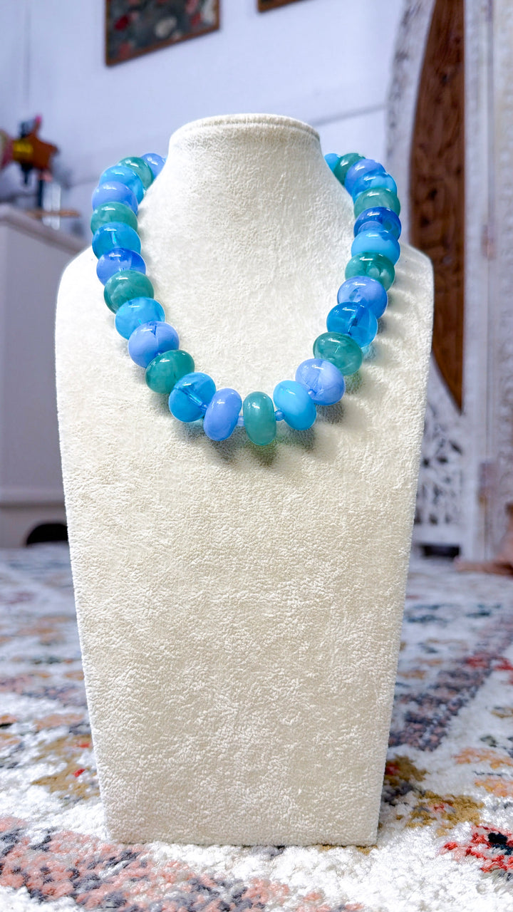 Sugar Beads Multi Necklace, Blue