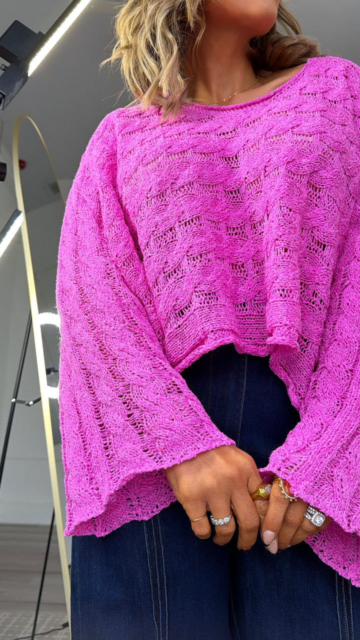 Seaside Knit Sweater, Berry Pink