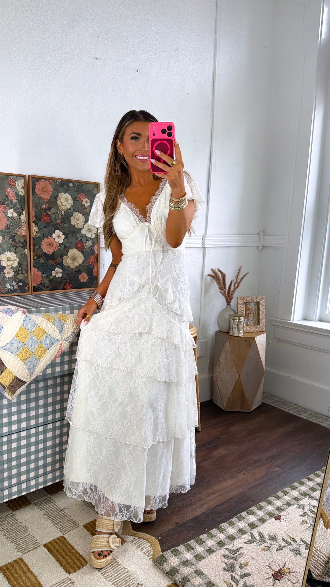 Soft Cloud Ruffle Dress, Ivory XS
