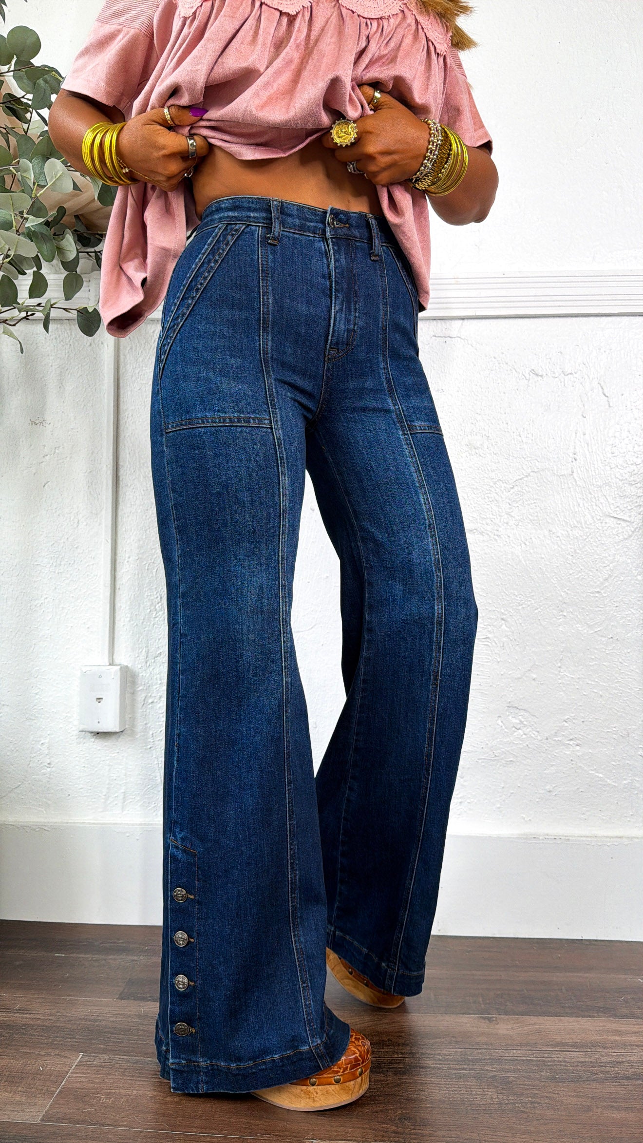 Kai Wide Leg Slit Denim, Dark – Everyday Chic Boutique